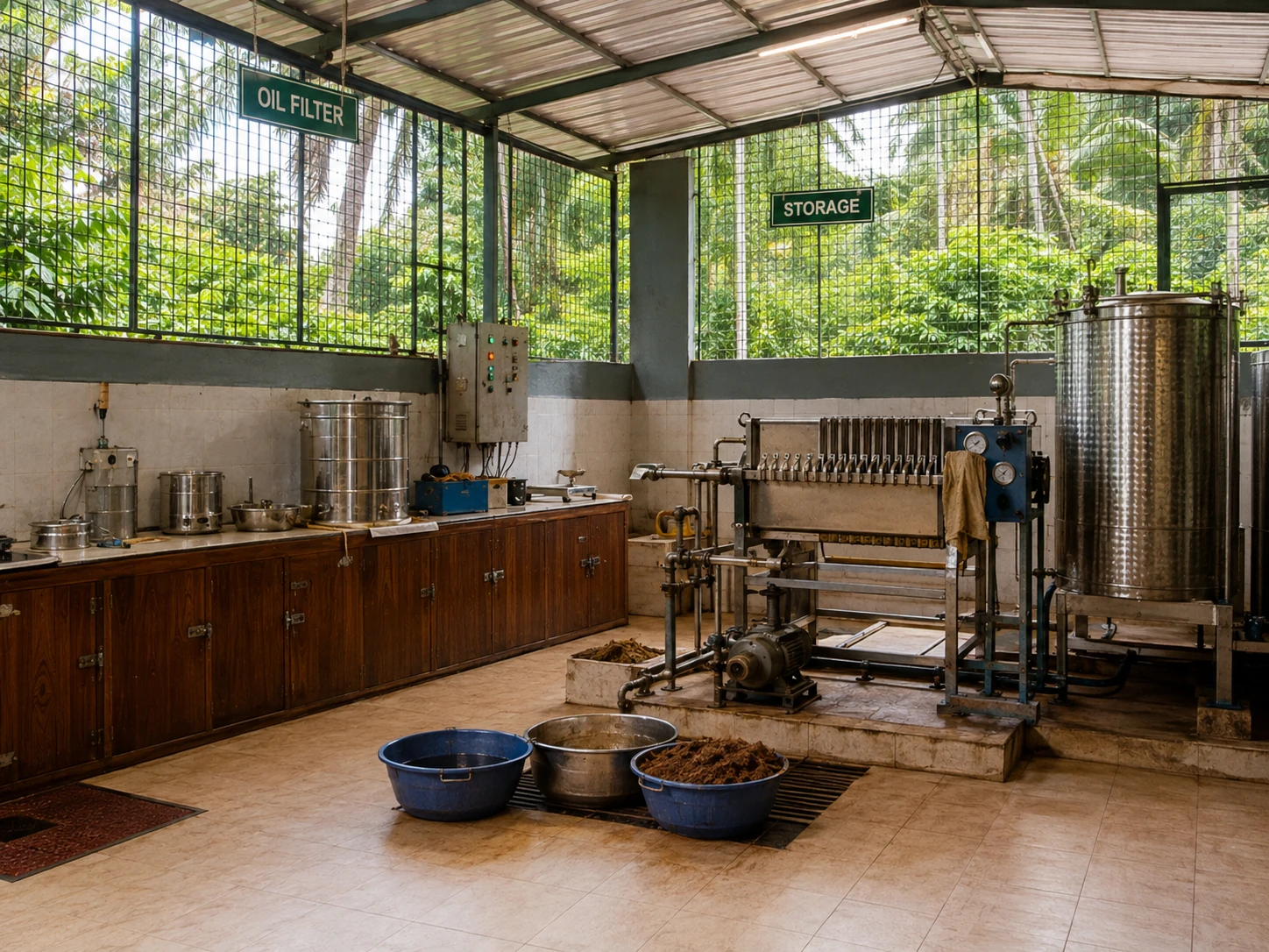 Southern Corp coconut oil processing and filtration area