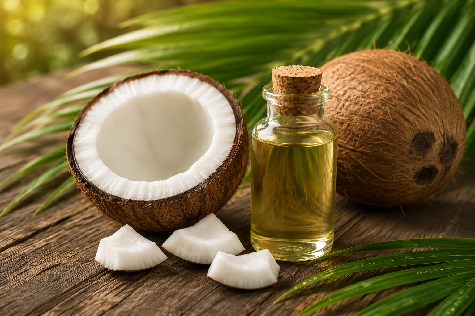 Coconut oil and fresh coconut representing Southern Corp's roots